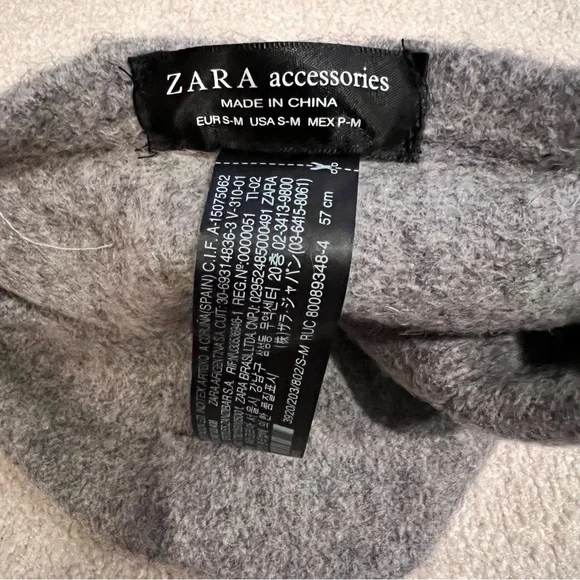 Zara wool beret hat grey 100% wool - Picture 3 of 4